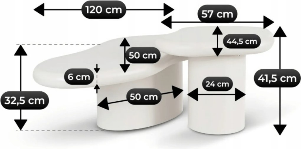 Zestaw Stolików Kawowych ROSALIE Biały Nowoczesny