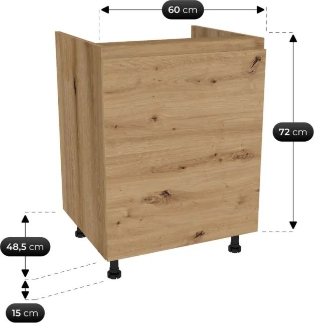 Zestaw Mebli Kuchennych MODERN 200 cm Biały Połysk/Dąb Nowoczesny