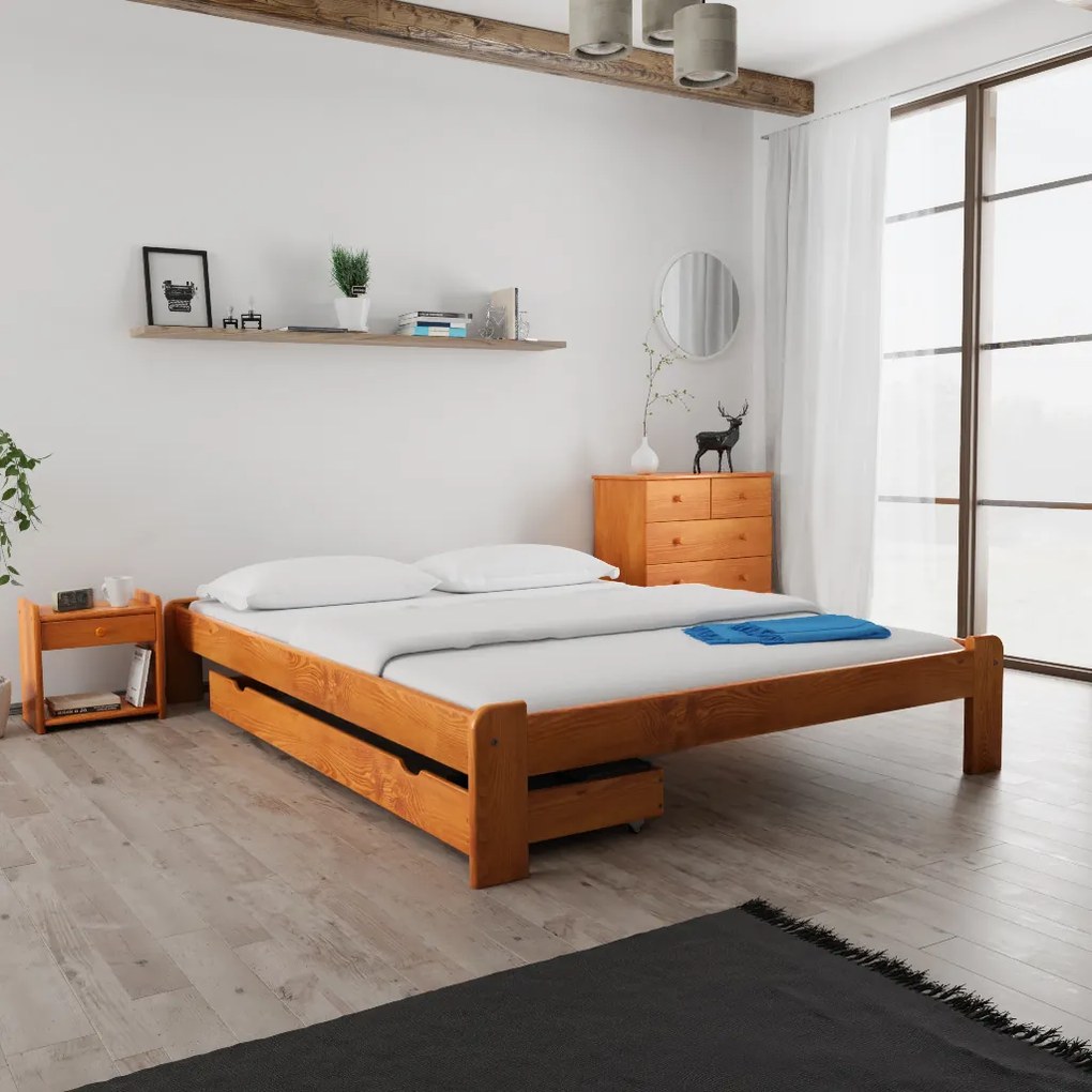 Łóżko ADA 160 x 200 cm, olcha Stelaż: Ze stelażem listwowym rolowanym elastycznym, Materac: Materac Deluxe 10 cm