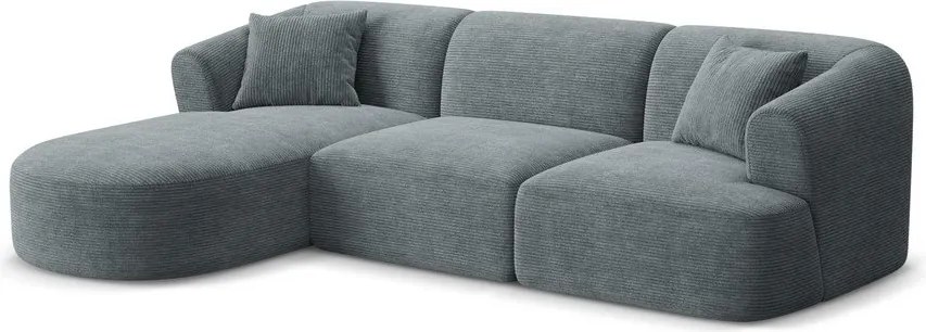 Ciemnoszary sztruksowy narożnik (lewostronny/z szezlongiem) Campi – Cosmopolitan Design