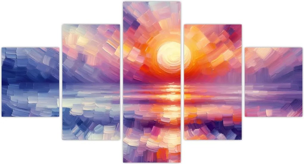 Obraz - Kolorowy artystyczny zachód słońca (125x70 cm)