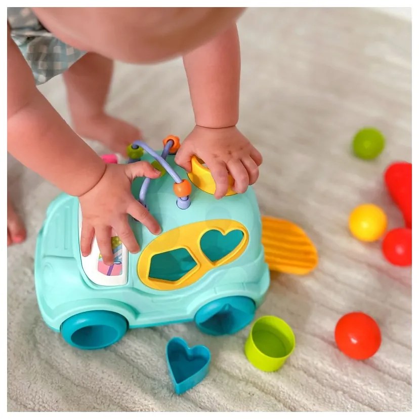 Woopie baby interaktywny samochodzik muzyczny sorter montessori niebieski