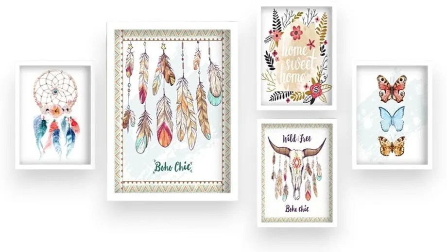 Obrazy zestaw 5 szt. Boho – Wallity