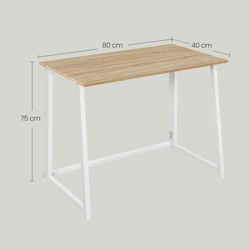 Zestaw do biura – składany stół ZARIMO 80×40 cm biały + krzesło biurowe AVOLA VELVET niebieskie