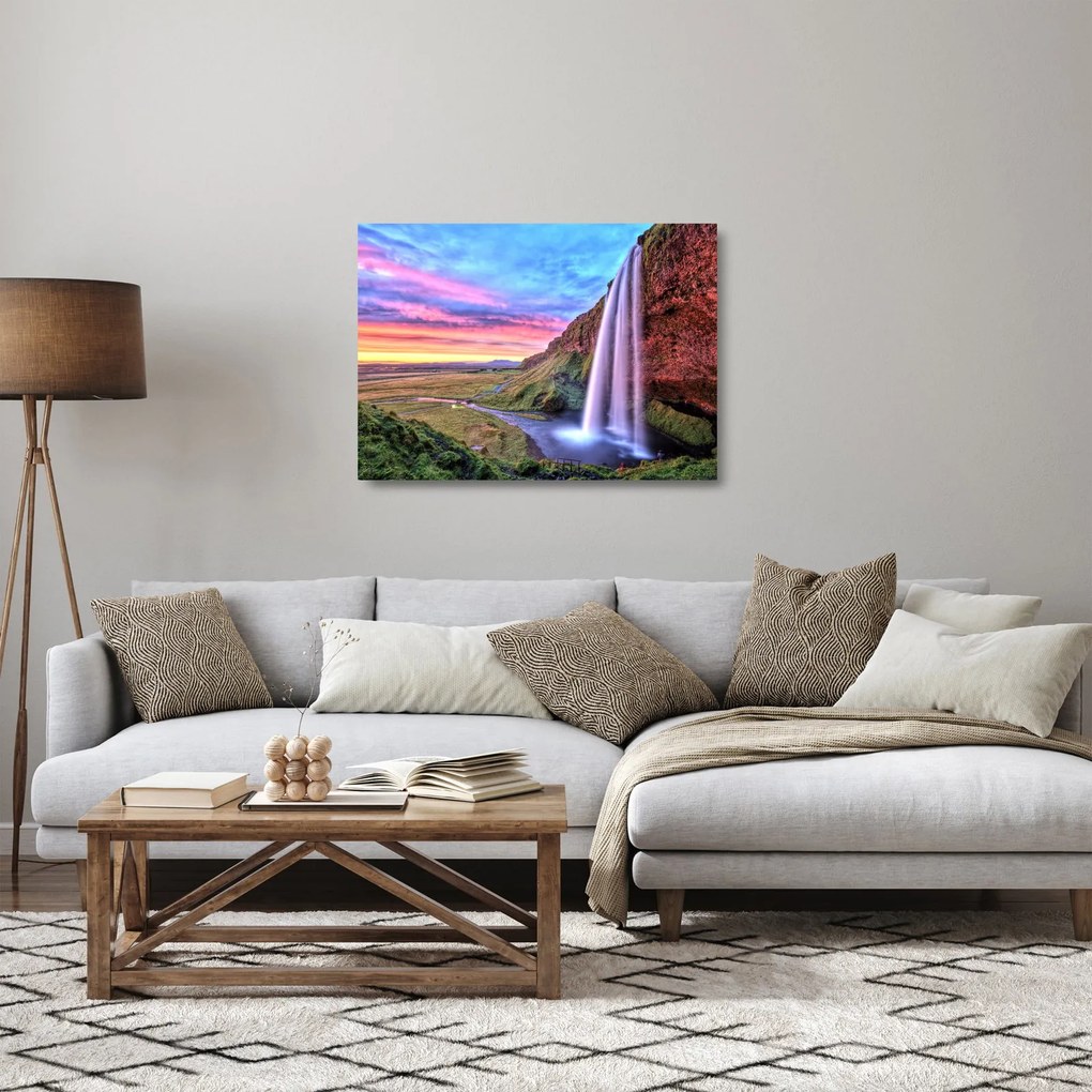 Obraz na szkle - Wodospad Seljalandsfoss (70x50 cm)