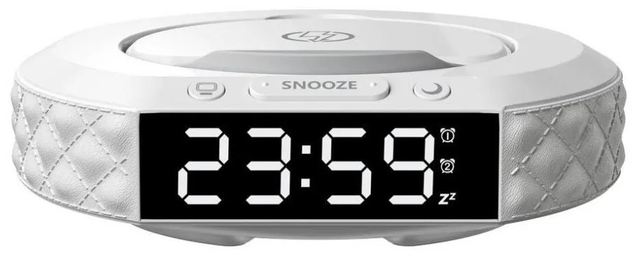 Immax 08983L - Budzik z LCD i bezprzewodową ładowarką Qi 27W/9V biały