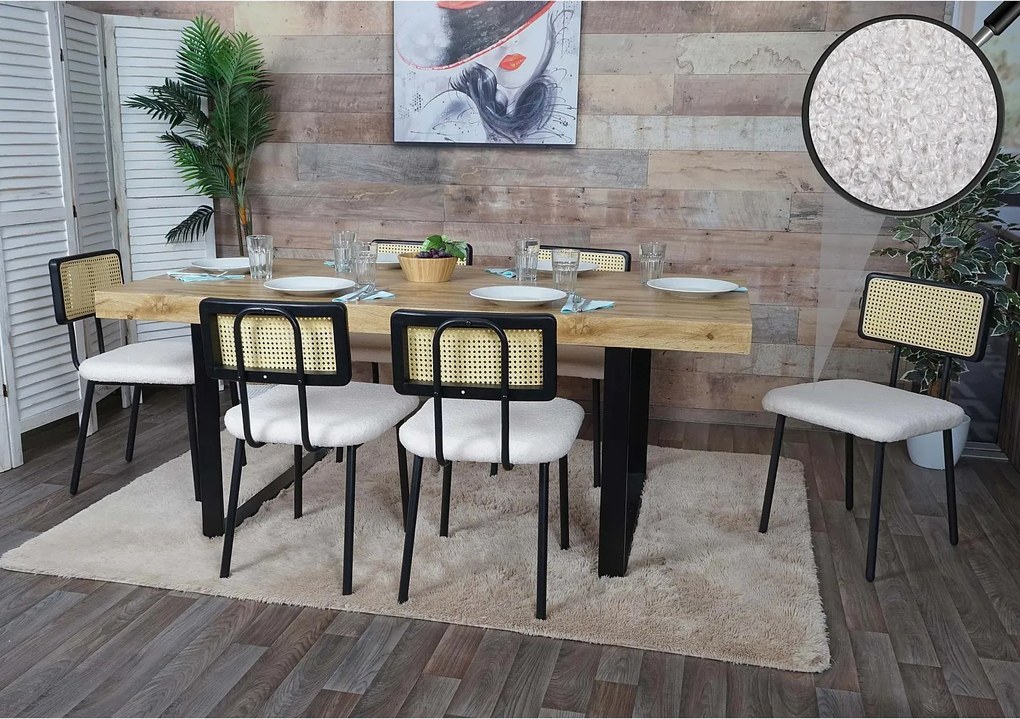 Zestaw 6 krzeseł do jadalni MCW-K88,  tkanina/tekstylia biały