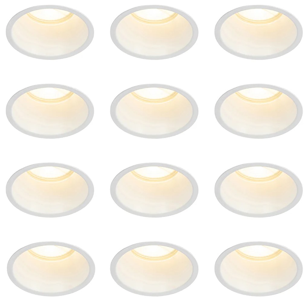 Zestaw 12 białych opraw LED GU10 70 mm IP44 - Dept