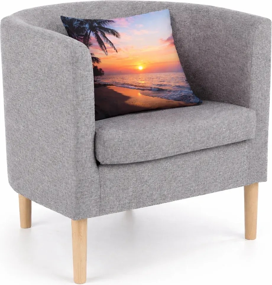 Popielaty kubełkowy fotel wypoczynkowy B3-E21