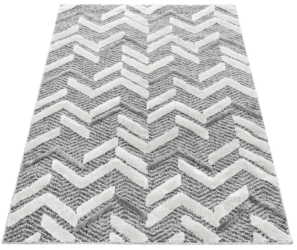 Dywan nowoczesny 3D La Casa fale szary 80 cm x 150 cm