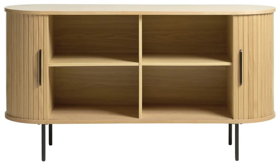 Niska komoda w dekorze dębu z drzwiami przesuwnymi 140x76 cm Nola – Unique Furniture