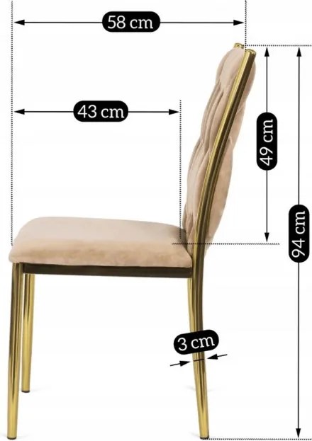 Krzesło Tapicerowane Plecione do Salonu DAN Beżowe Welurowe Nowoczesne Glamour