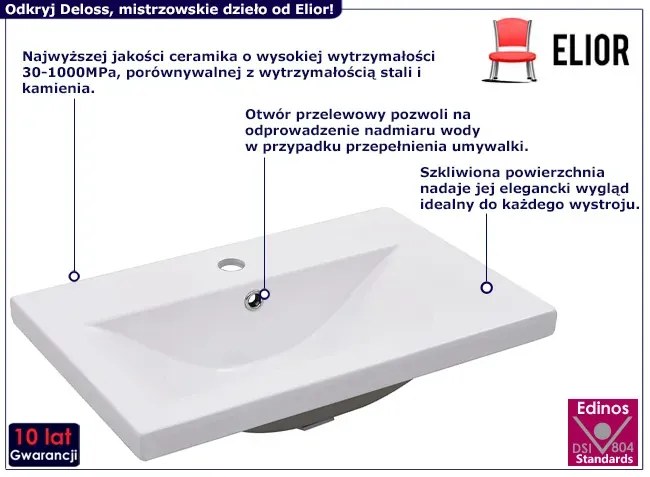 Prostokątna umywalka wpuszczana Kalis 3X jasnobrązowy