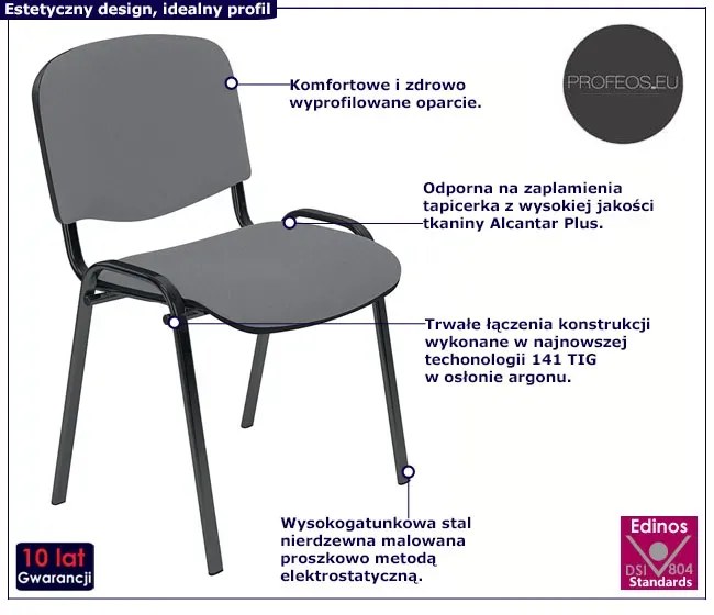 Nowoczesne krzesło biurowe konferencyjne ISO Erni - 2 kolory