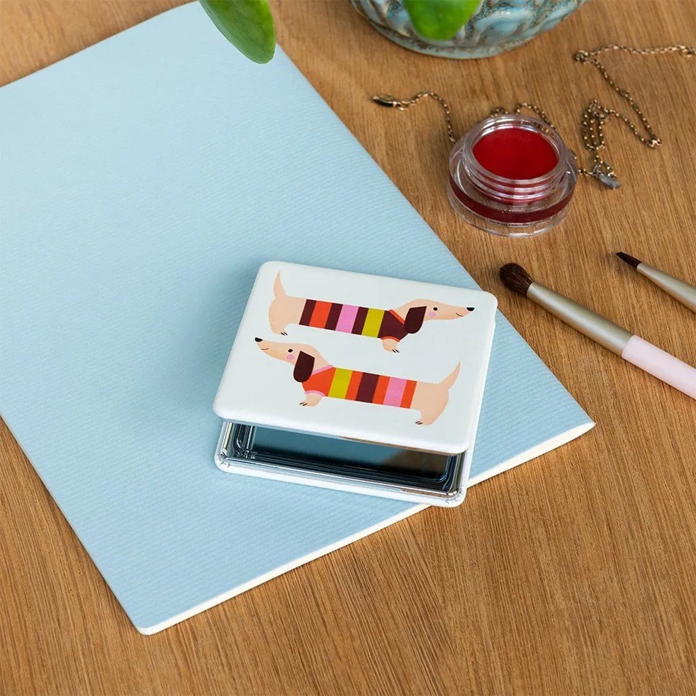 Lustro powiększające kosmetyczne 7x7 cm Sausage Dog – Rex London