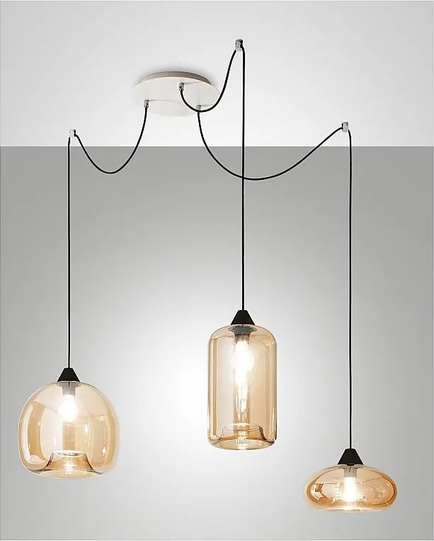 Lampa wisząca LED Fiona z metalu i bursztynowego szkła dmuchanego 3496-47-125 Fabas Luce