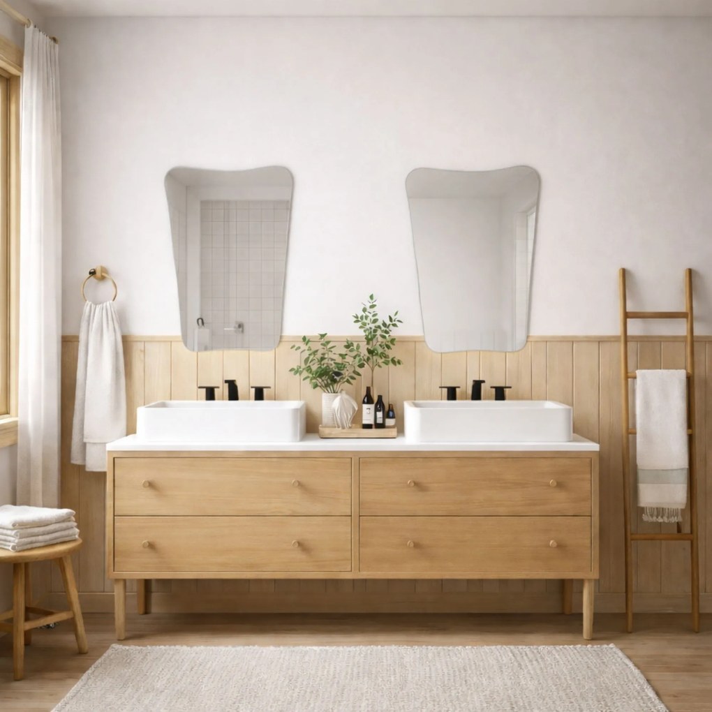 Lustro o nieregularnym kształcie oszlifowane bez podświetlenia LOONA | Różne rozmiary | Różne kolory : Kolor tafli szkła - Brąz, Rozmiar - 60x89 cm