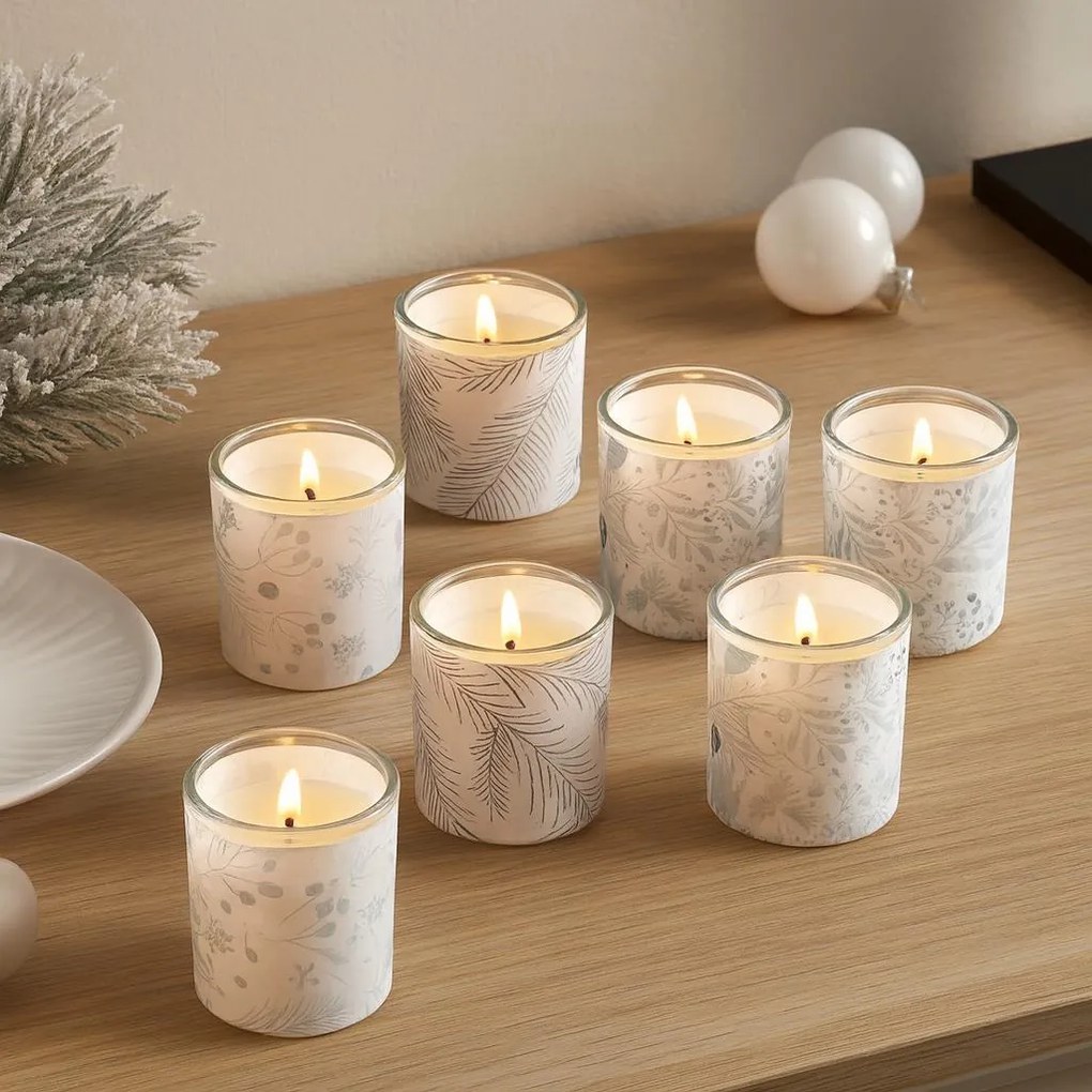 Świeczki zapachowe ze świątecznym nadrukiem, Ø 4,5 cm, 6 szt.