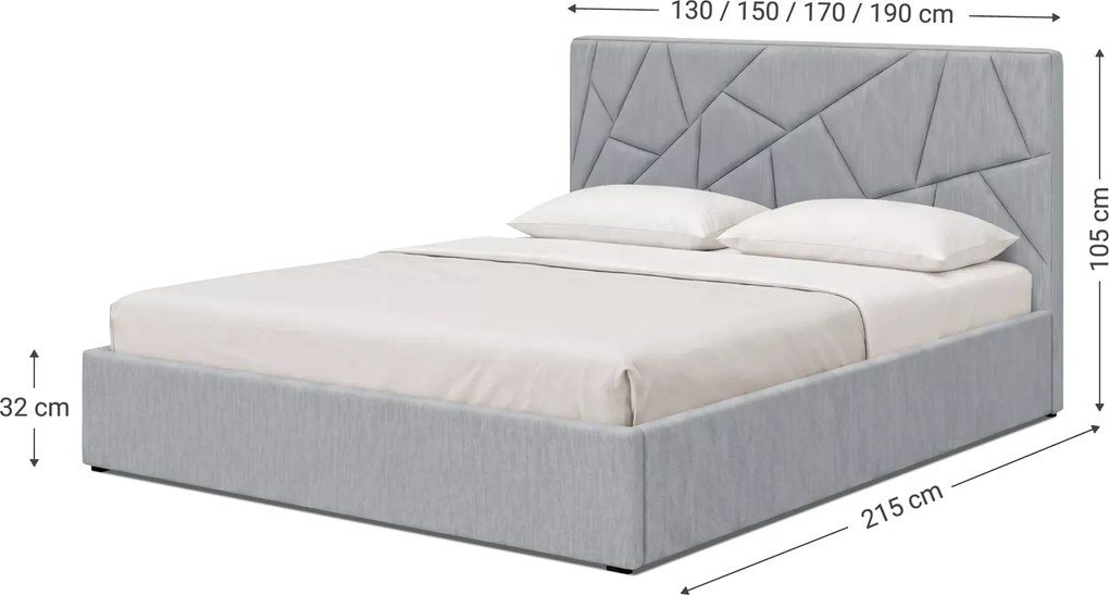 Łóżko F-Line Terre 120x200, Monolith 84 Popielaty
