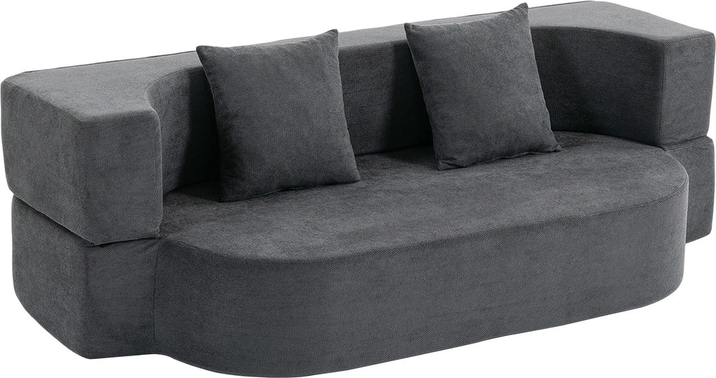 HOMCOM Sofa rozkładana, sofa podłogowa bez stelaża z grubą, wysokiej gęstości pianką, szerokim i głębokim siedziskiem, ciemnoszary | Aosom PL