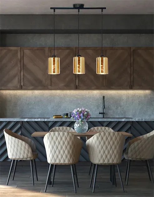 Złota potrójna lampa wisząca - 30X D266 P8-B55