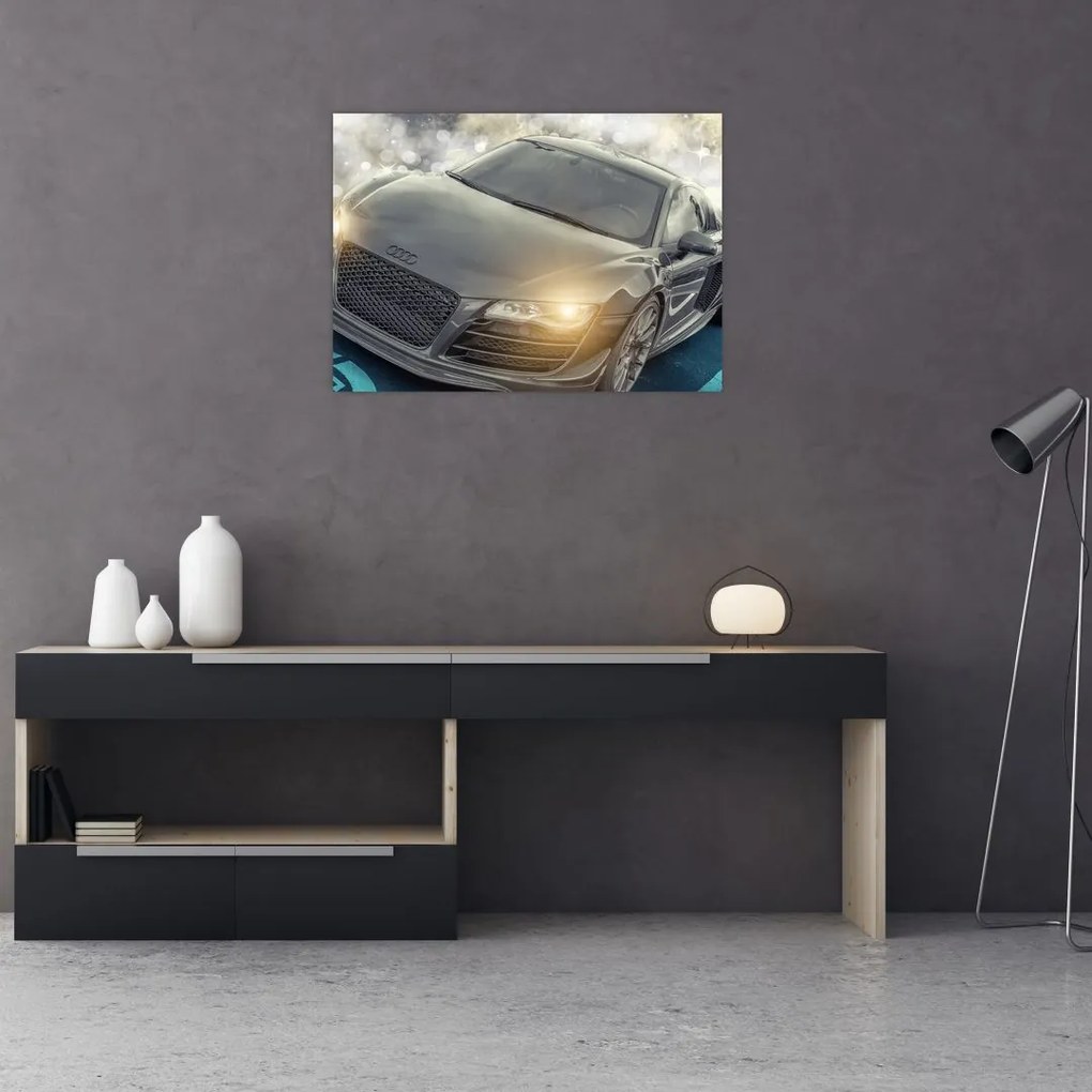 Obraz na szkle - samochód Audi - szary (70x50 cm)