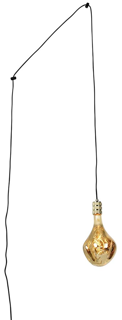 Nowoczesna lampa wisząca złota z wtyczką, w tym ściemniana żarówka LED - Cavalux