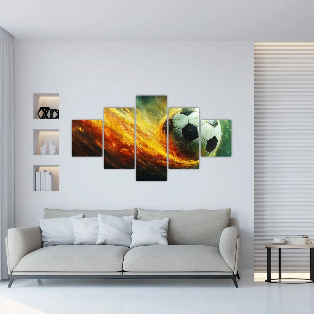 Obraz - Piłka nożna w locie (125x70 cm)