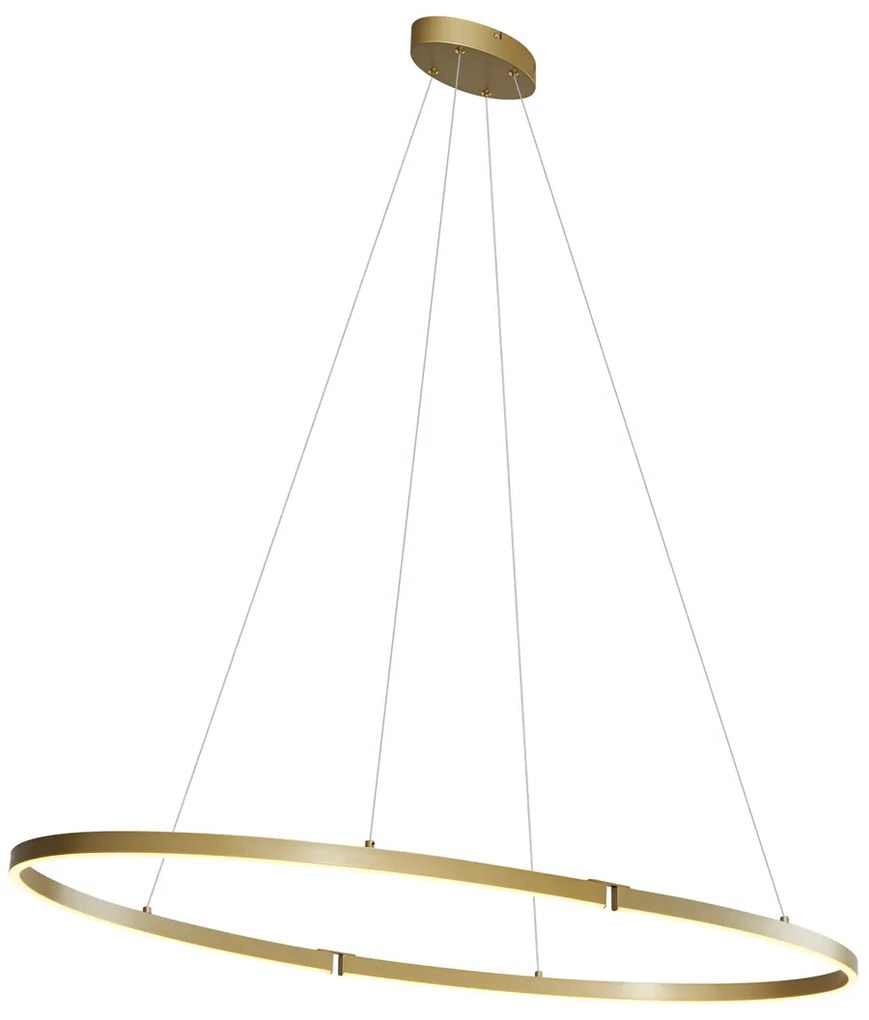 Designerska lampa wisząca mosiężna 120 cm z LED z 3-stopniowym ściemnianiem - OvalloDesignerski Oswietlenie wewnetrzne