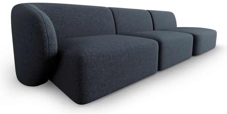 Niebieska sofa z tkaniny szenilowej lewostronna 311 cm Paolo – Milo Casa
