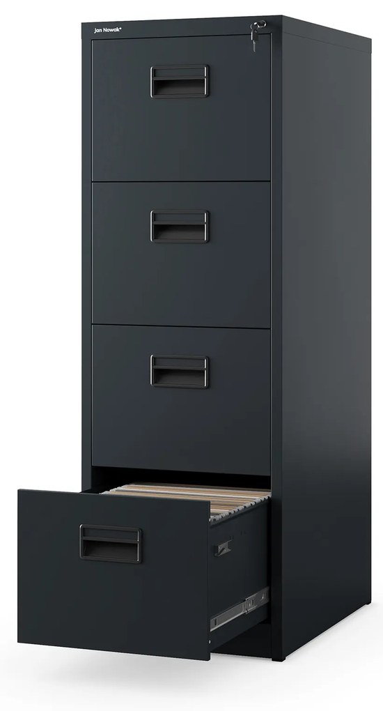 Szafa kartotekowa metalowa z 4 szufladami antracytowa, 460x1320x620 mm: SARA