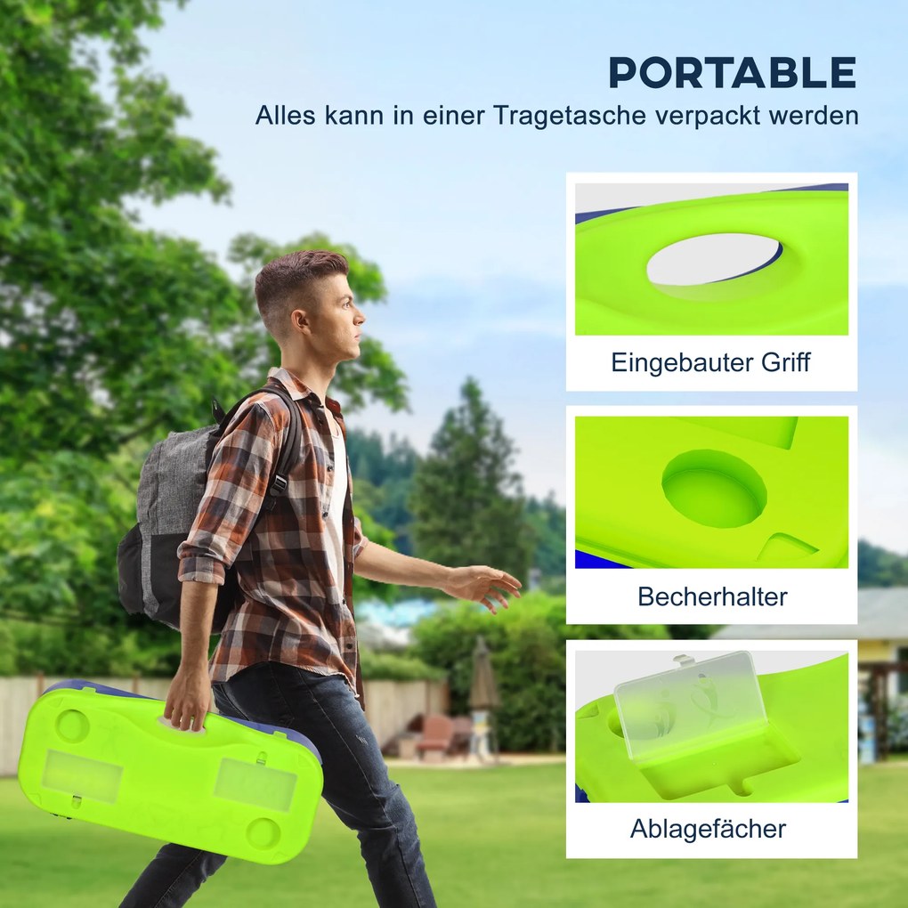 SPORTNOW Zestaw Siatka do Badmintona Zestaw Siatka do Siatkówki, 3-częściowy, 400 cm x 22,4 cm x 155 cm, Czarny + Niebieski + Zielony