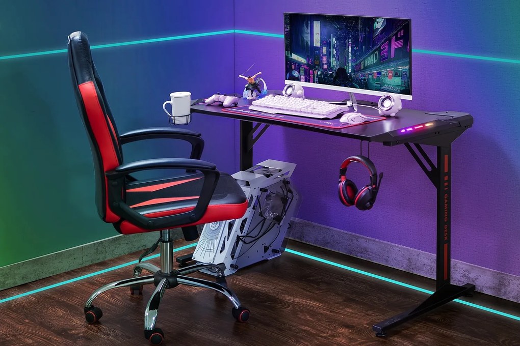 Biurko gamingowe B-216 z oświetleniem LED