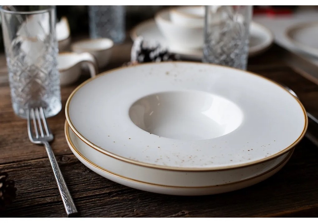 Talerz Mäser Gourmet Pintar biały w brązowe kropki26 cm