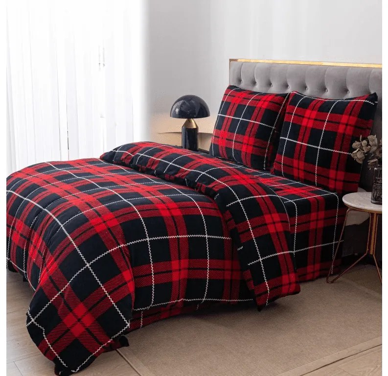 PrzytulneMieszkanie.pl PrzytulneMieszkanie.pl Pościel z mikropluszu ALBURY czerwona Rozmiar pościeli: 70 x 90 cm | 140 x 200 cm