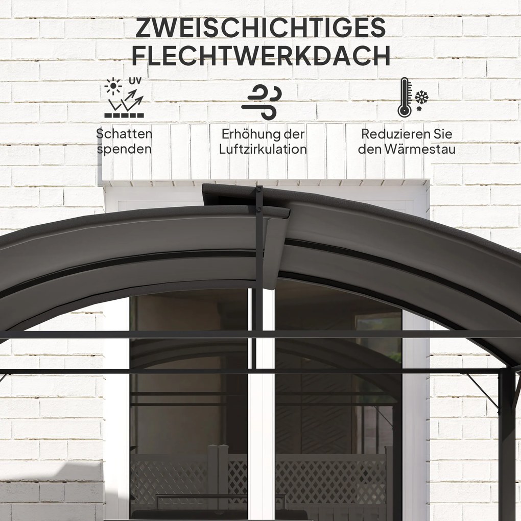 Outsunny Pawilon Grillowy, 2 Boczne Półki, Haki, Rama ze Stali, 1,1 x 2,3m, Ciemnoszary