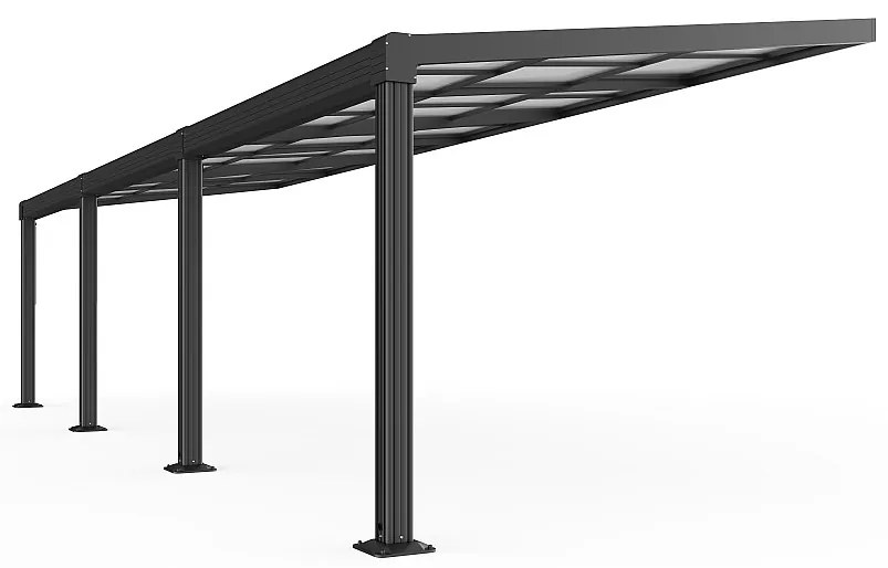 Pergola aluminiowa przyścienna z przesuwanym dachem - 27 m² - antracytowa - IZEDA
