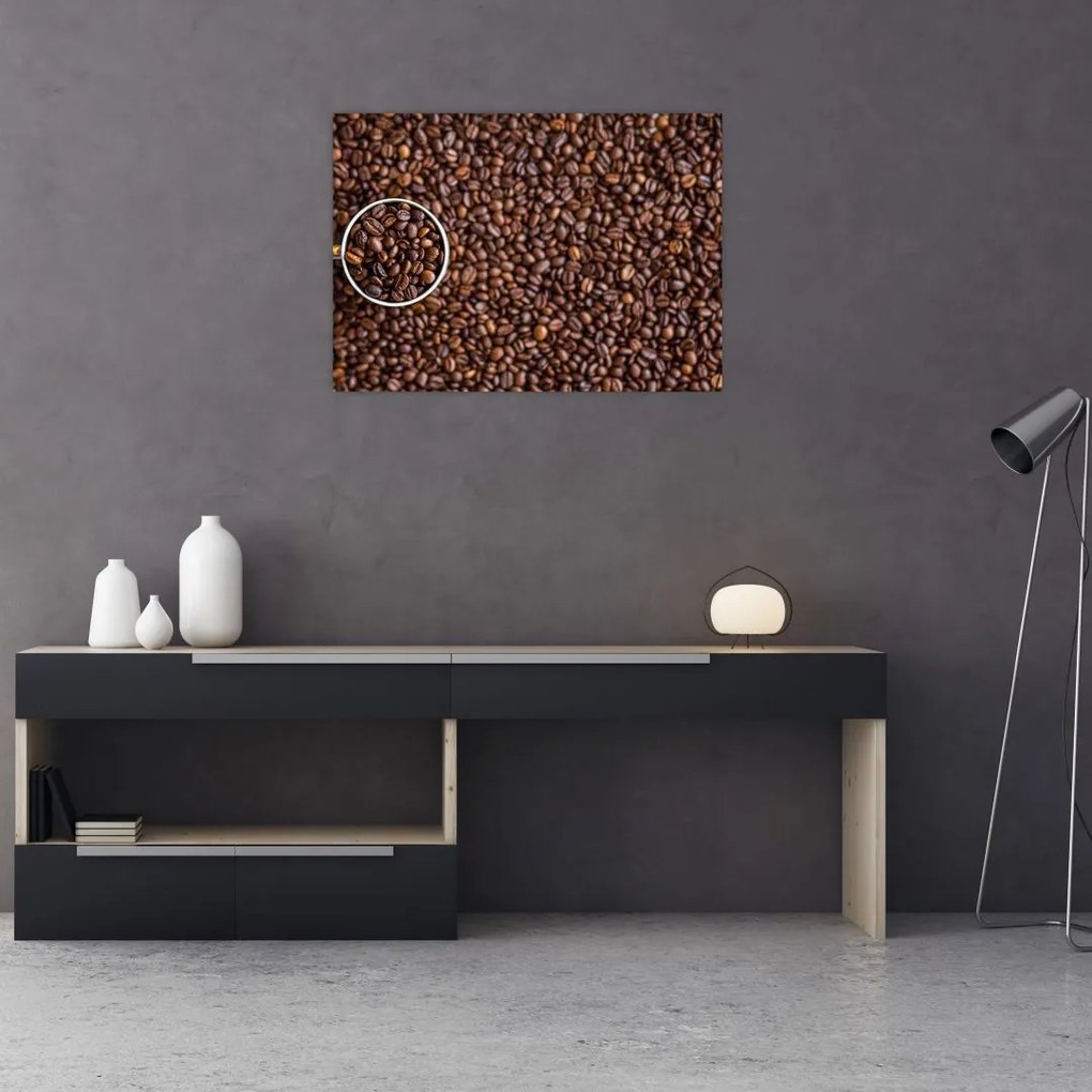 Obraz na szkle - ziarna kawy (70x50 cm)