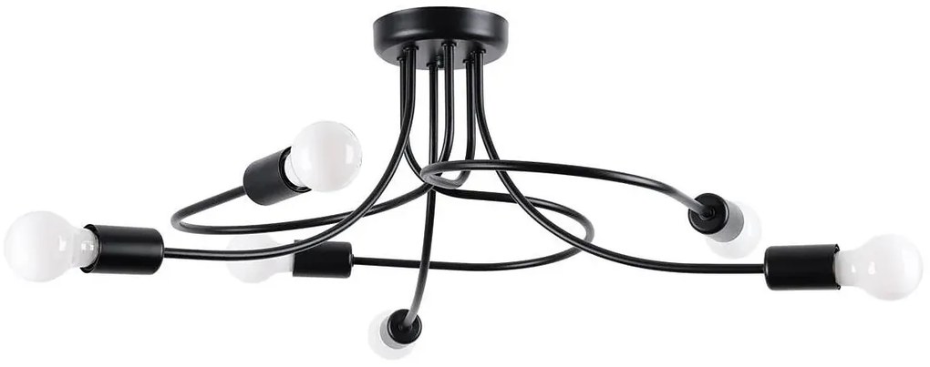 Czarna lampa sufitowa z wygiętymi ramionami loft - A636-Ewiltons
