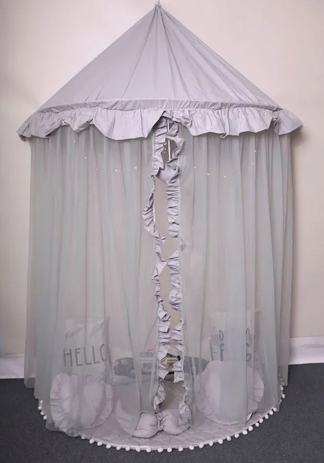 Szary baldachim dziecięcy nad łóżeczko C2-M29