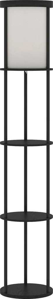 HOMCOM Lampa stojąca z 3 półkami, okrągły design, pilot zdalnego sterowania, włącznik nożny, regulowana temperatura barwowa, do salonu, Czarny