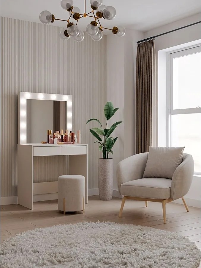 MARINA | Toaletka z Lustrem LED | Kaszmir |  81x50x150 | Elegancka Funkcjonalna