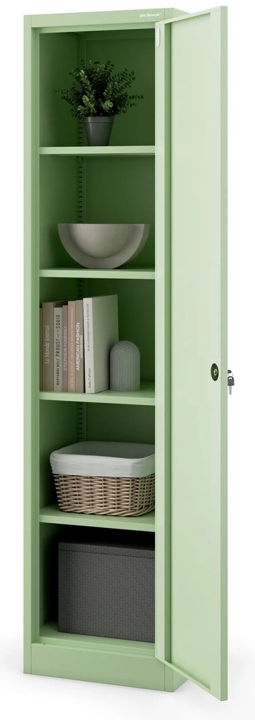 Wysoka szafka biurowa ALEX, 450 x 1850 x 400 mm, Fresh Style: pastelowy zielony