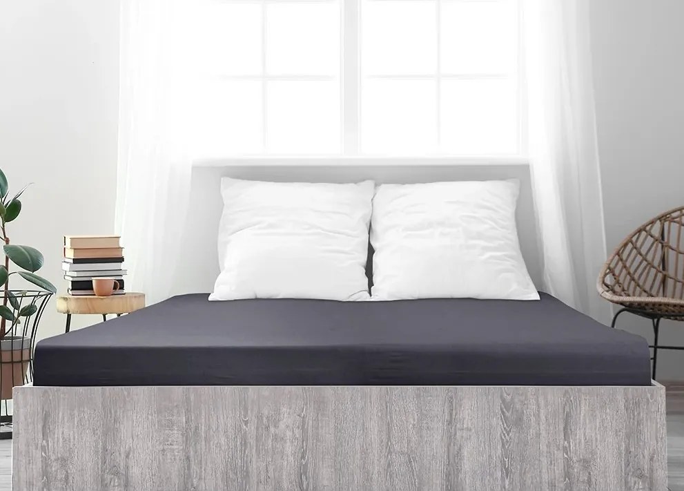 PrzytulneMieszkanie.pl Prześcieradło jersey z mako bawełny LUXORA 90x200 cm ciemnoszare