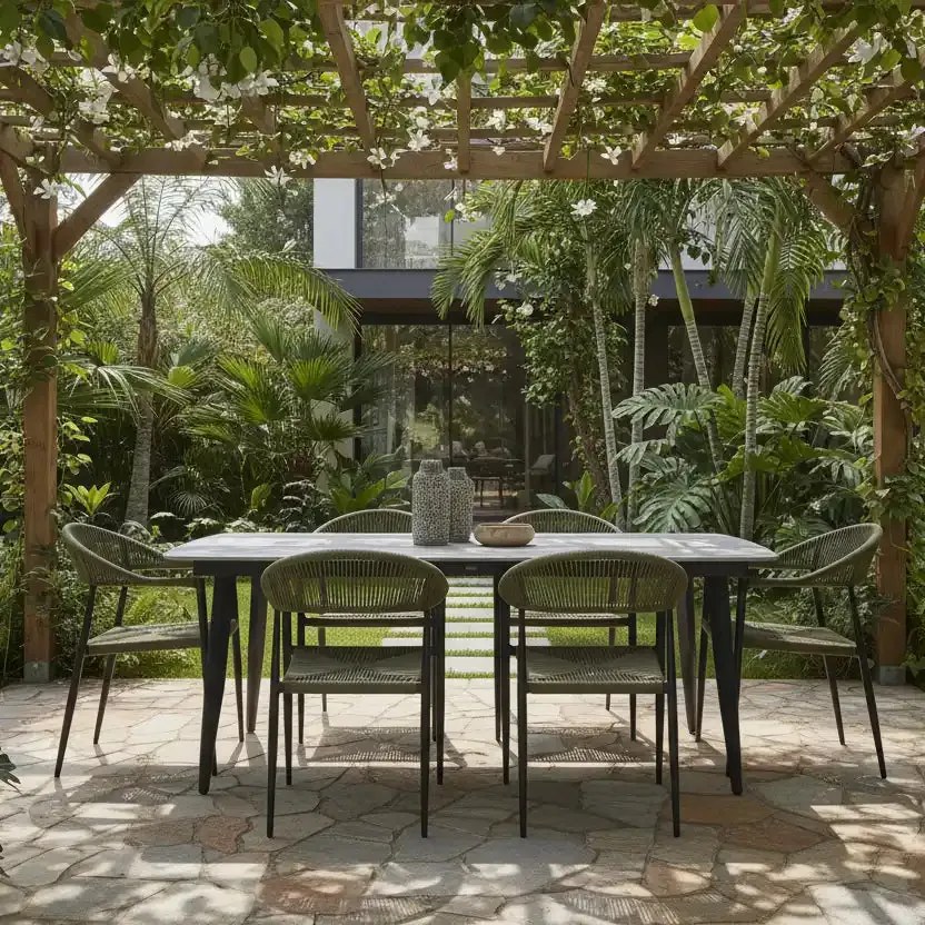 Krzesło Ogrodowe Grafitowe 56x60x78 cm Plecione Zielone Sznurki Nowoczesne