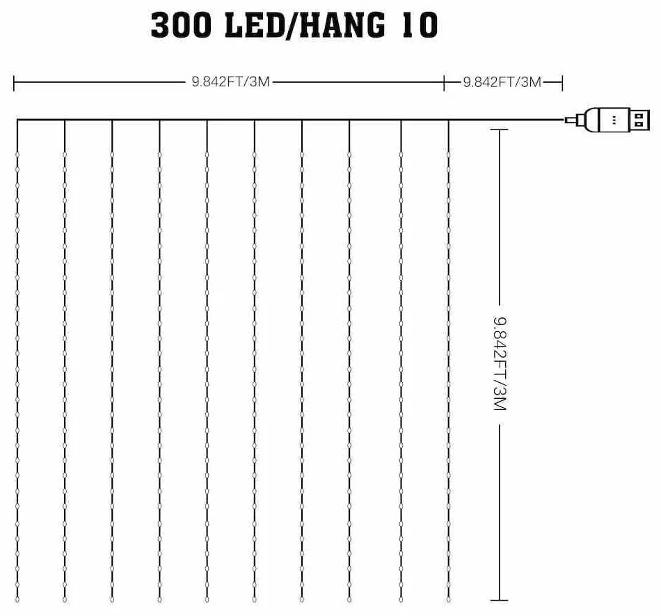 Kurtyna Wizard Pchełka 3*3m 300LED RGB