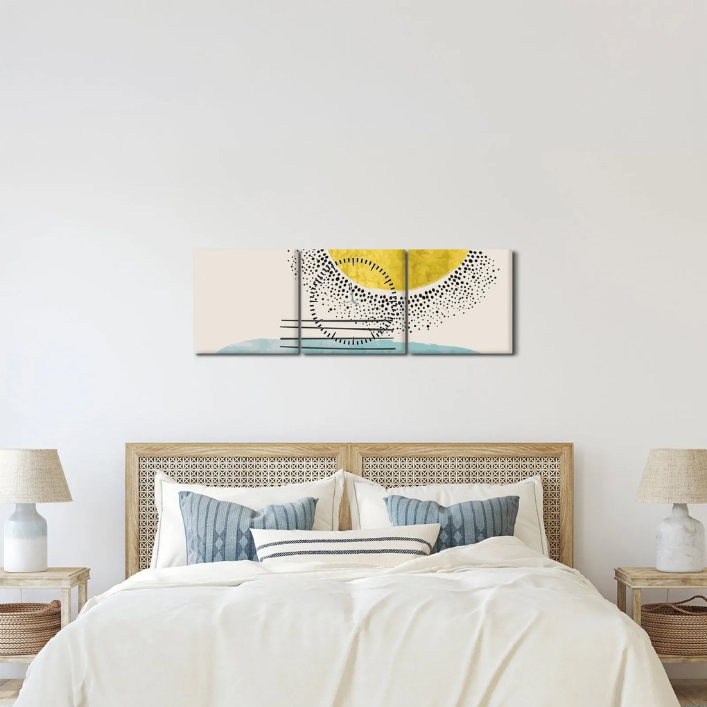 Obraz - Abstrakcyjny obraz plaży N⁰2 (z zegarem) (90x30 cm)