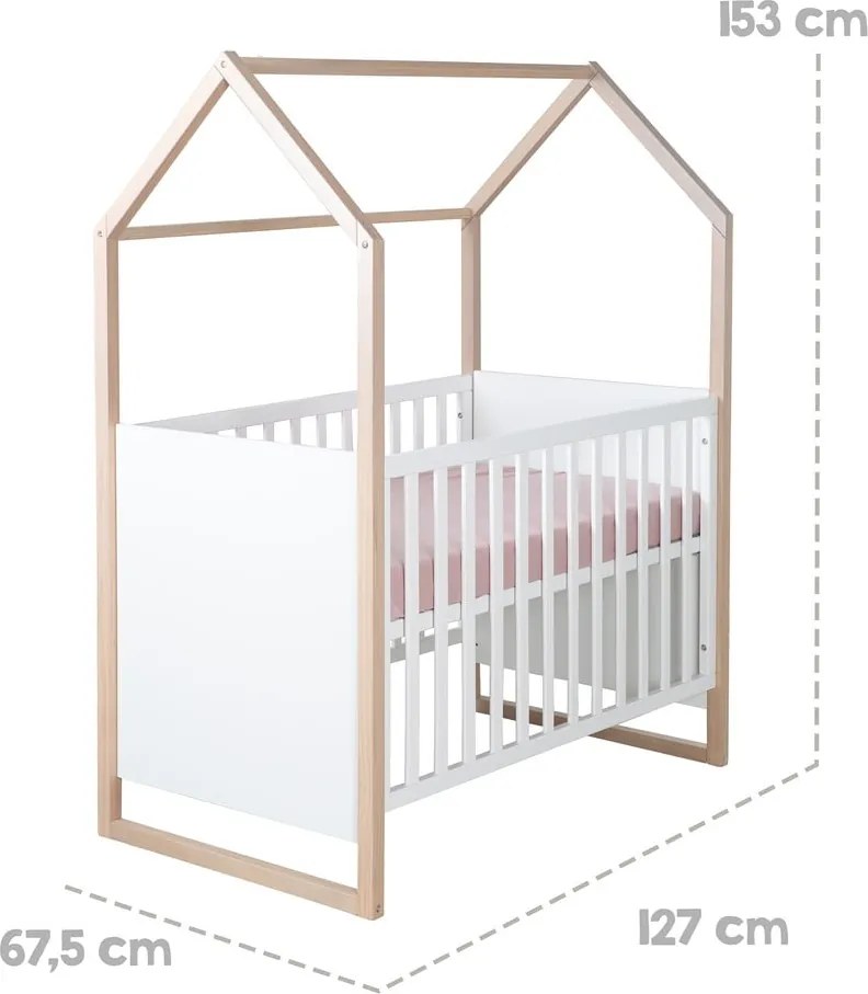 Białe łóżeczko 60x120 cm Cabane – Roba