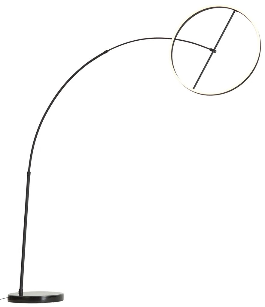 Luk Designerska lampa łukowa podłogowa czarna z LED z 3-stopniowym ściemnianiem - AnelloDesignerski Oswietlenie wewnetrzne