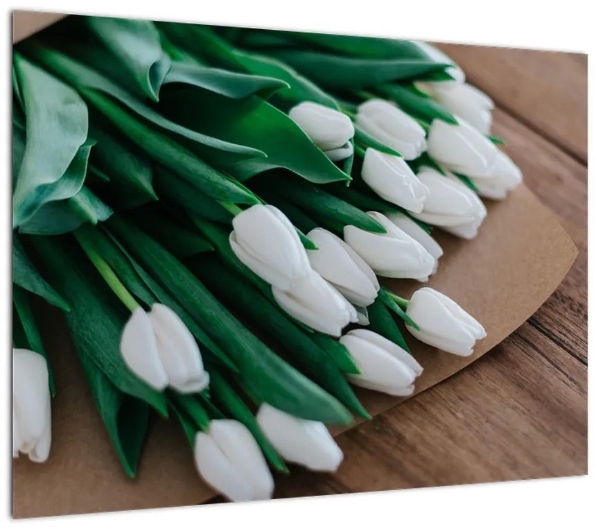 Obraz bukietu białych tulipanów (70x50 cm)